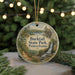 A round ornament with a scenic image of Bucktail State Park, Pennsylvania, hanging from a string.