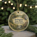 A round ornament with a scenic landscape of a river, bridge, and trees, featuring the text "Burlingame State Park, Rhode Island" on it.