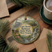 A decorative ornament featuring a train and a scenic landscape, with the text "CASS SCENIC RAILROAD STATE PARK, West Virginia" prominently displayed.