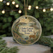 A round ornament with a scenic landscape featuring a deer, a bird, and a body of water, with the text "Choke Canyon State Park, Texas" displayed on it.