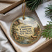 A decorative ornament with a scenic image of the Cimarron Canyon State Park in New Mexico, featuring a deer in the foreground.