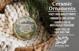 Ceramic ornaments, featuring a detailed image of Cleveland Lakefront State Park, Ohio, hanging from a wicker basket.