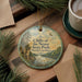 A round ornament with a scenic landscape of cliffs and water, featuring the text "Cliffs of the Neuse State Park, North Carolina".
