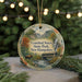 A decorative ornament featuring a scenic image of Crawford Notch State Park in New Hampshire, with a moose and a bridge in the background.