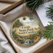 A decorative ornament with a scenic landscape of Croft State Park, South Carolina, hanging from a string.