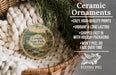 Ceramic ornaments, featuring a round ornament with a scenic image of Crowsder State Park, Missouri, hanging from a wicker basket.