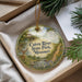 A decorative ornament with a scenic image of the Cuivre River State Park in Missouri, featuring a deer and a bridge in the background.
