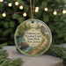 A round ornament with a painting of a canal and a house, surrounded by greenery, with the text "Delaware and Raritan Canal State Park, New Jersey" displayed on it.