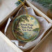 A round ornament with a scenic landscape of a river, trees, and mountains, featuring the text "DEWOLF POINT STATE PARK, NEW YORK".