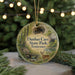 A circular ornament with a scenic image of Dunbar Cave State Park, Tennessee, featuring a deer in the foreground and a bridge in the background.