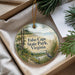 A decorative ornament with a scenic landscape of Cape State Park, Virginia, featuring a bird and a path leading to the park.