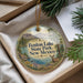A decorative ornament with a scenic landscape of Fenton Lake State Park, New Mexico, featuring a deer, pine trees, and a body of water.