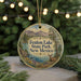 A round ornament with a scenic image of Fenton Lake State Park, New Mexico, featuring a deer and mountains in the background.