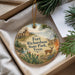 A round ornament with a painting of Fort Richardson State Park, Texas, featuring a deer, cactus, and other natural elements.