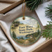 A round ornament with a scenic image of Fort Washington State Park in Washington, surrounded by pine branches and greenery.