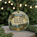 A round ornament with a scenic image of Fort Washington State Park in Washington, surrounded by pine trees and a body of water.