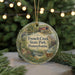 A round ornament with a scenic illustration of French Creek State Park, Pennsylvania, featuring a bird, a deer, and a bridge.
