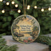 A circular ornament featuring a scenic landscape with a river, dock, and trees, with the text "Givhan's Ferry State Park, South Carolina" displayed prominently.