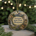 A round ornament with a scenic image of Granite State Park, Montana, featuring a waterfall, pine trees, and a chipmunk.