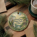 A decorative ornament with a scenic landscape of Great Seal State Park, Ohio, featuring a waterfall, pine trees, and a house.