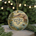 A circular ornament with a scenic landscape of the Green River State Park in Utah, featuring a heron and a mountain backdrop.