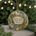 A circular ornament with a scenic landscape of Ha Ha Tonka State Park, Missouri, featuring a castle, waterfall, and greenery.