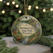 A decorative ornament featuring a scenic image of Hartman Creek State Park in Wisconsin, with a deer, a boat, and a forest landscape.