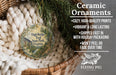 Ceramic ornaments, featuring a detailed illustration of High Bridge Trail State Park, Virginia, hanging from a wicker basket.