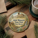 A decorative ornament with a scenic landscape of Hyde Memorial State Park, New Mexico, featuring a waterfall and mountains.