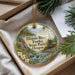 A decorative ornament with a scenic image of Illinois River Forks State Park, Oregon, hanging from a string.
