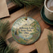 A decorative ornament with a scenic image of Jefferson Lake State Park, Ohio, featuring a bird, flowers, and a lake surrounded by trees.