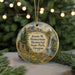 A round ornament with a scenic landscape featuring a waterfall, pine trees, and wildflowers, with the text " Jessie M. Honeyman Memorial State Park, Oregon" printed on it.