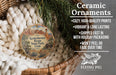 Ceramic ornaments, featuring a detailed image of the Kodachrome Basin State Park in Utah, hanging from a wicker basket.
