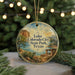 A round ornament with a scenic landscape of Lake, Colorado City, State Park, and Texas, featuring a desert landscape, a cactus, and a small building.