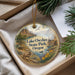 A decorative ornament with a scenic landscape of Lake Owyhee State Park, Oregon, featuring a bird, a river, and mountains.