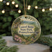 A round ornament with a scenic image of Laurel Ridge State Park, Pennsylvania, featuring a bird perched on a tree branch.