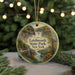 A round ornament with a scenic image of Litchworth State Park in New York, featuring a waterfall and forest.