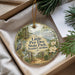 A decorative ornament with a scenic image of Little Pee Dee State Park, South Carolina, hanging from a string.