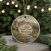 A round ornament with a scenic mountain landscape and pine trees, featuring the text "Logan State Park, Montana" on it.