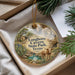A decorative ornament with a scenic image of the Longhorn Canyon State Park in Texas, featuring a bull and a natural landscape.