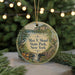 A round ornament with a scenic landscape of Max V. Shaul State Park, New York, featuring a bird perched on a tree branch and a waterfall in the background.