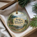 A decorative ornament with a scenic landscape of mountains, trees, and a body of water, featuring the text "Moran State Park, Washington".