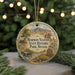 A round ornament with a picture of a wagon and a house, surrounded by greenery, with the text "M Mormon Station State Historic Park, Nevada" displayed on it.