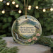A round ornament with a mountain landscape and a waterfall, featuring the text "Mount Jefferson State Natural Area, North Carolina" on it.