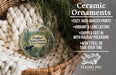 Ceramic ornaments, featuring a black panther in a forest scene, are displayed in a woven basket.