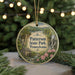 A round ornament with a scenic image of Paterson State Park, Pennsylvania, featuring a waterfall, a house, and pink flowers.