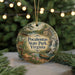 A decorative ornament featuring a scenic image of Pocahontas State Park, Virginia, with a canoe and waterfall in the background.