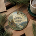 A circular ornament with a scenic mountain landscape and a river, featuring the text "Prospect State Scenic Viewpoint, Oregon".