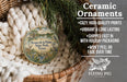 Ceramic ornaments, featuring a round ornament with a scenic image of Resaca de la Palma State Park, Texas, hanging from a wicker basket.
