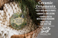 Ceramic ornaments, featuring a detailed image of a scenic view of Ridley Creek State Park, Pennsylvania, hanging from a wicker basket.